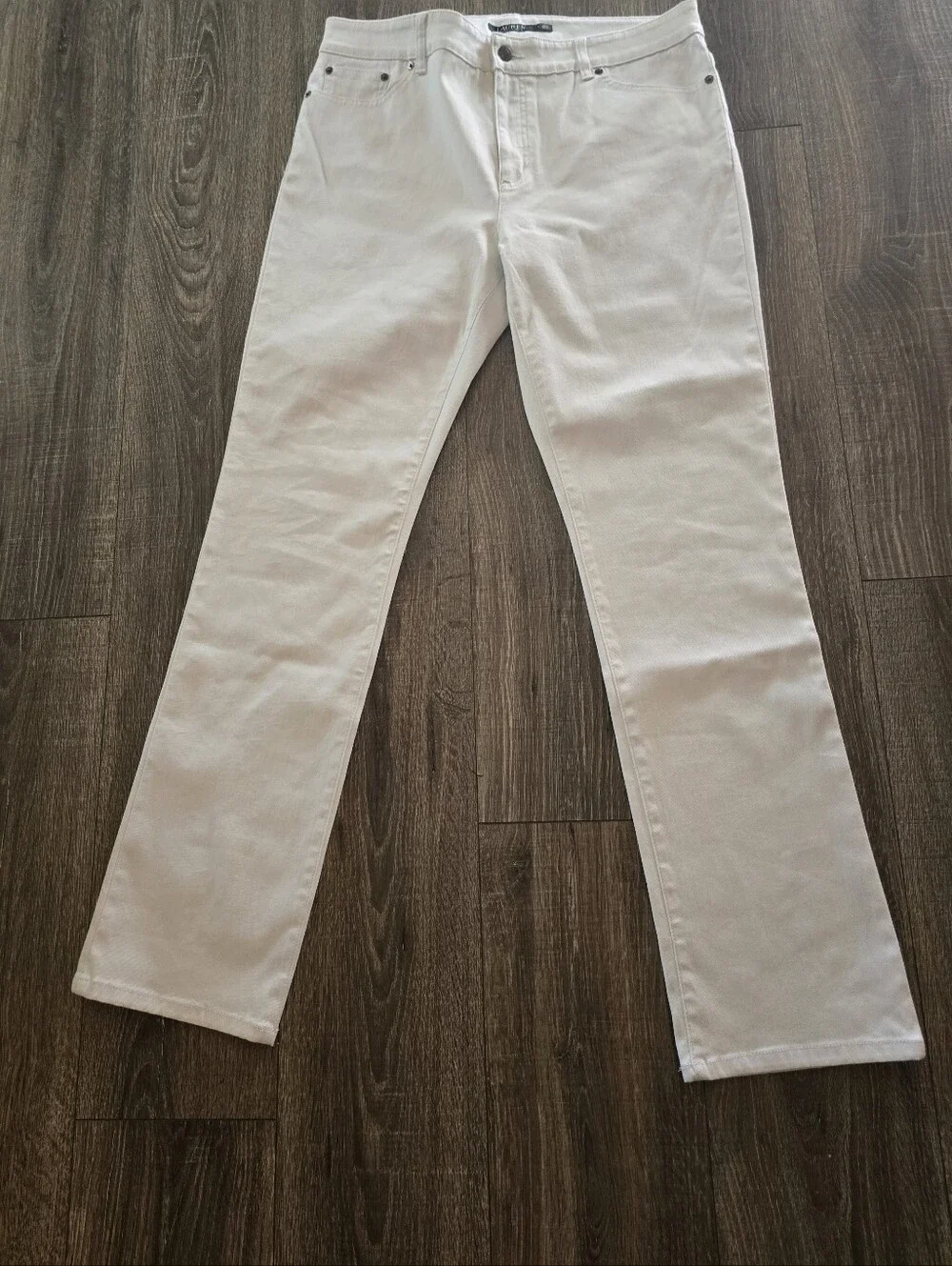NWtT Ralph Lauren White Straight-Leg Premiete Jeans, Size 14 - Picture 2 of 7